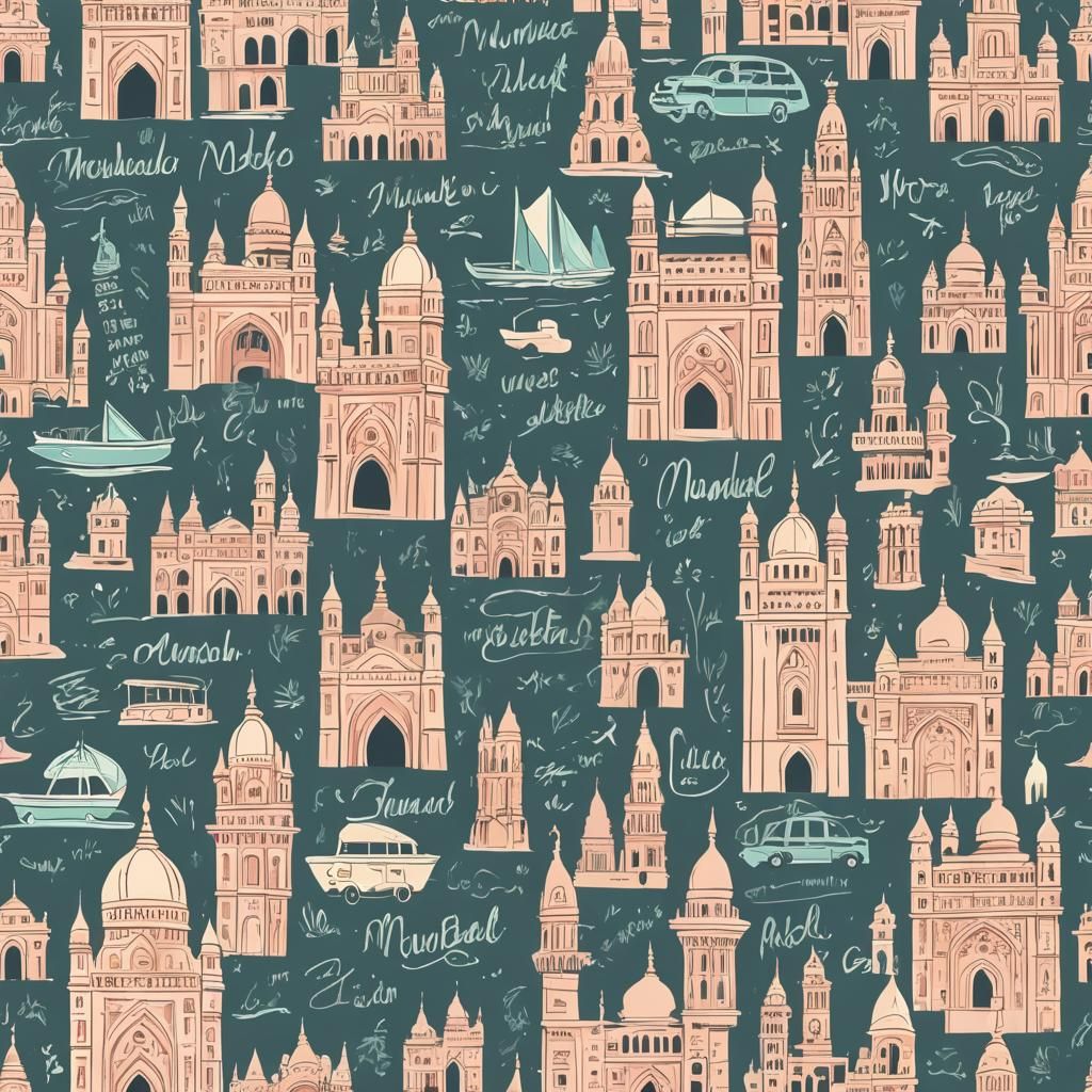 Mumbai Vector Illustration in Pastel Isolated on White