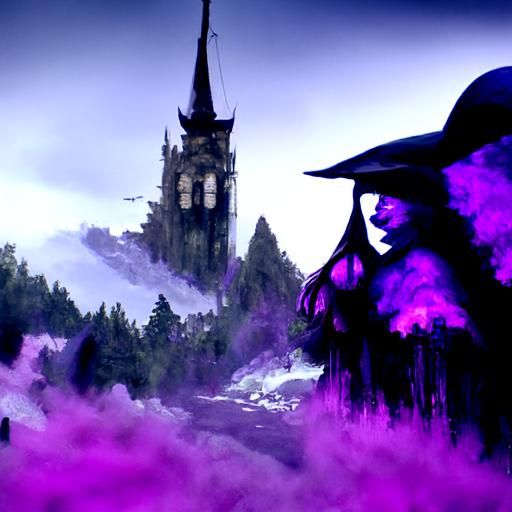 Purple Witch in Detailed Matte Painting