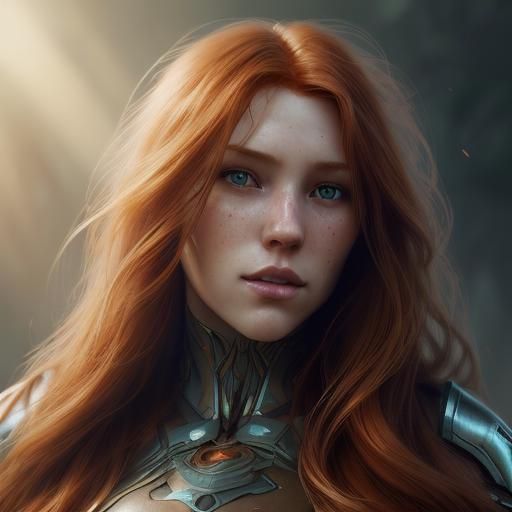Stunning Ginger Woman Portrait in Hyperdetailed Style
