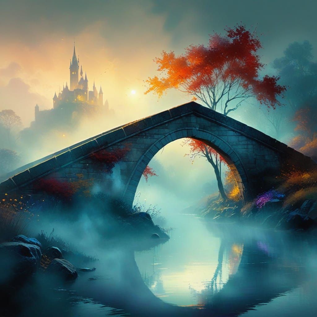 Autumnal Masterpiece: Arched Stone Bridge