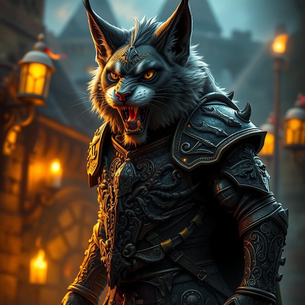 Armored Anthropomorphic Hybrid in Medieval Fantasy Style