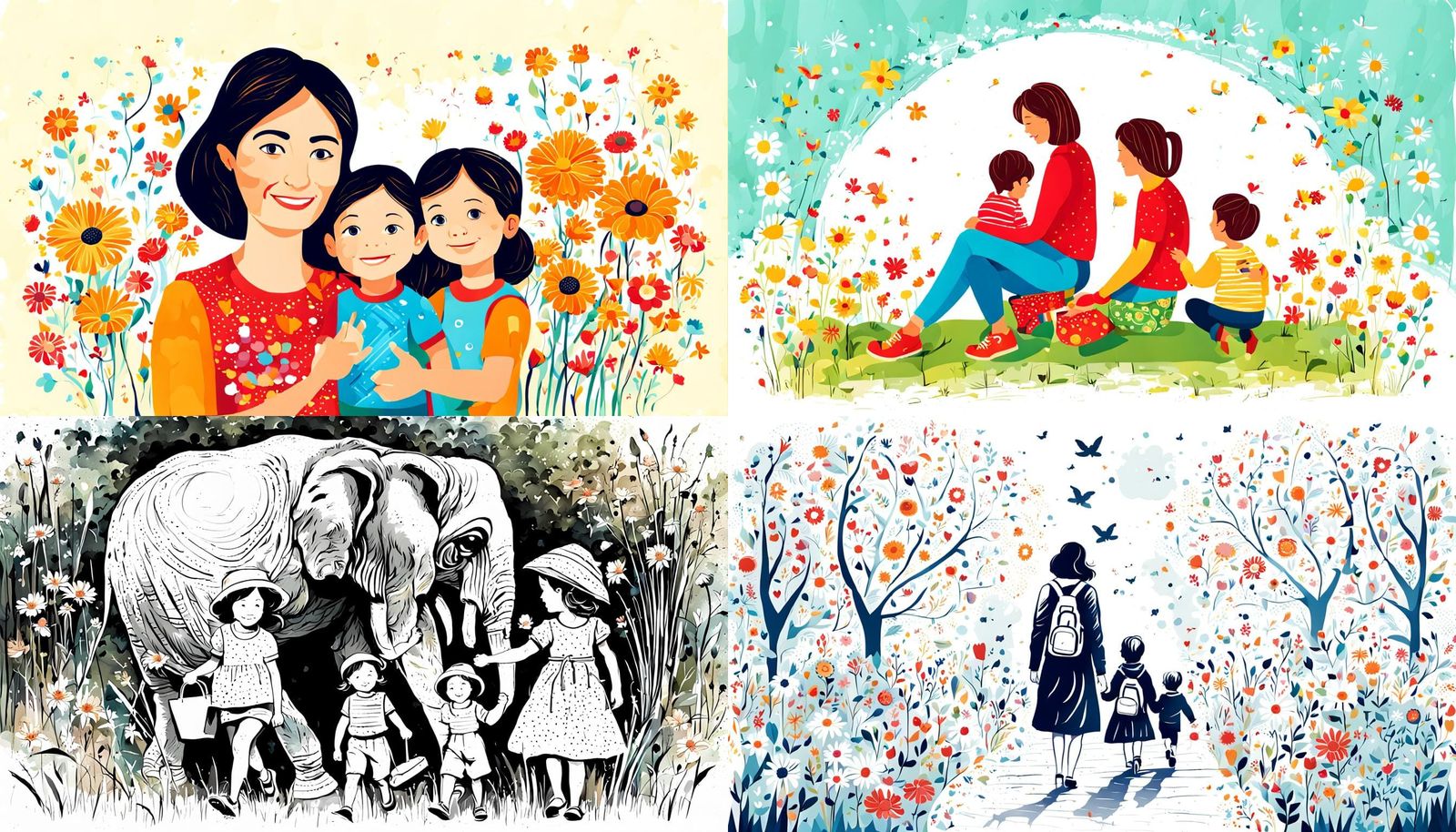 Heartwarming Mother and Children Portrait