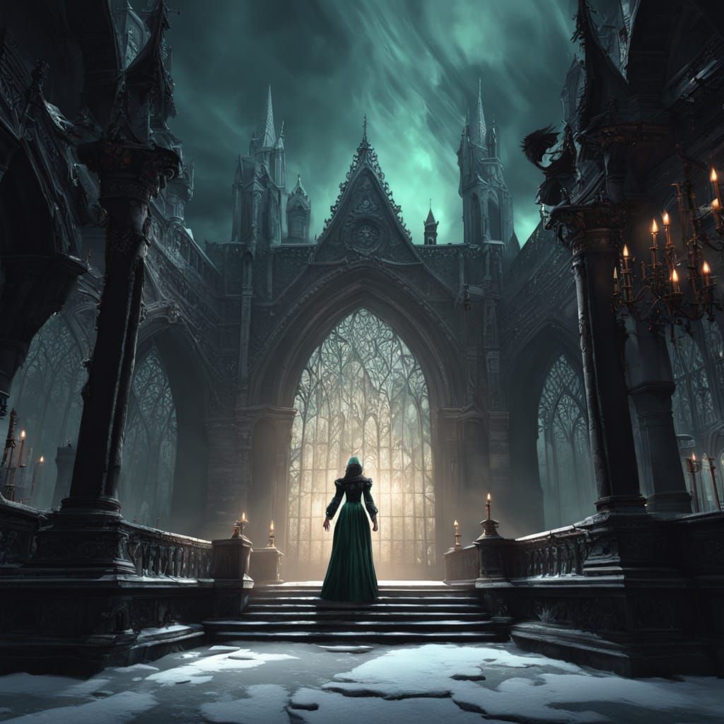 Vampire Ice Skater in a Gothic Dreamscape