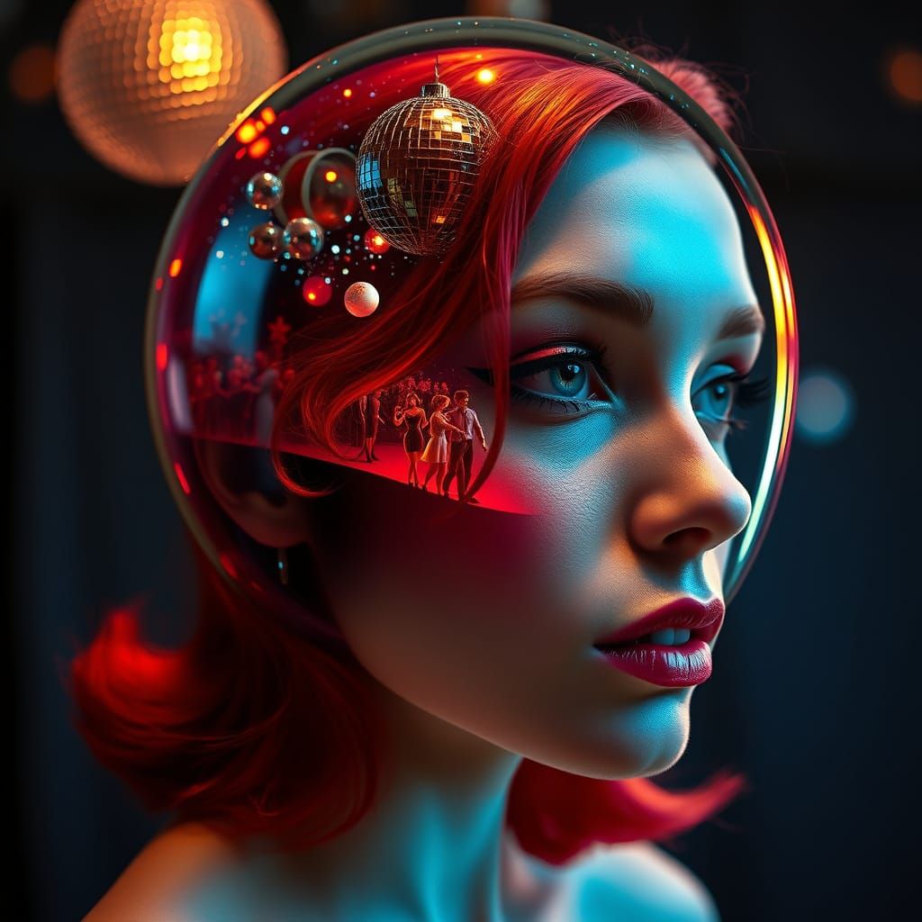 Surreal Redhead Pin-Up with Disco Mind