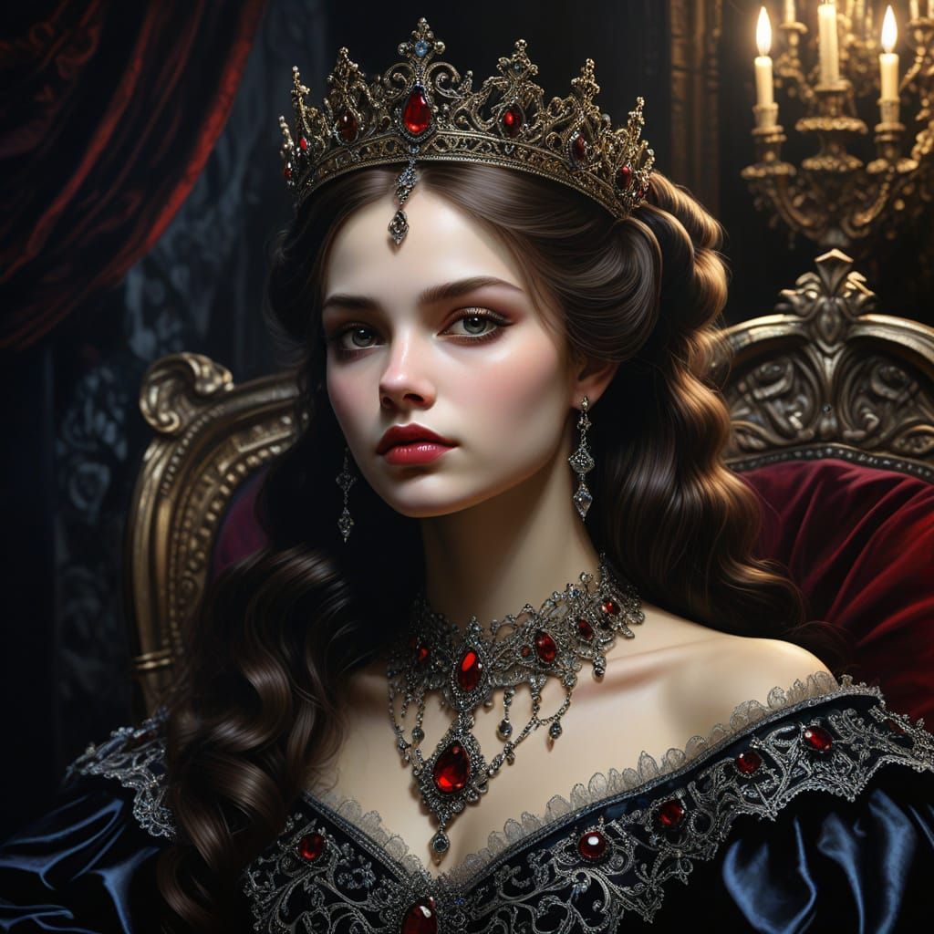 Gothic Vampire Crowns and Tiaras in Chiaroscuro Oil Painting