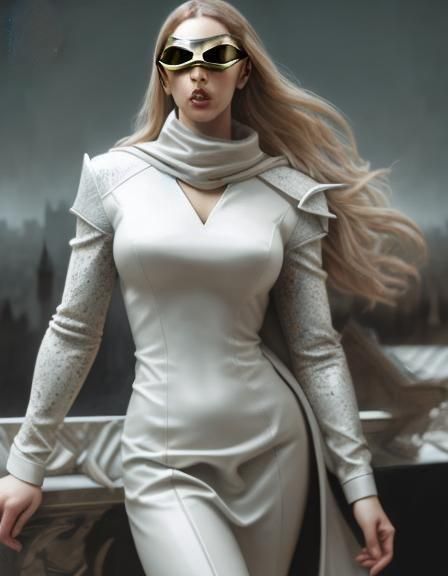 Superhero in White Costume: Cinematic Digital Art