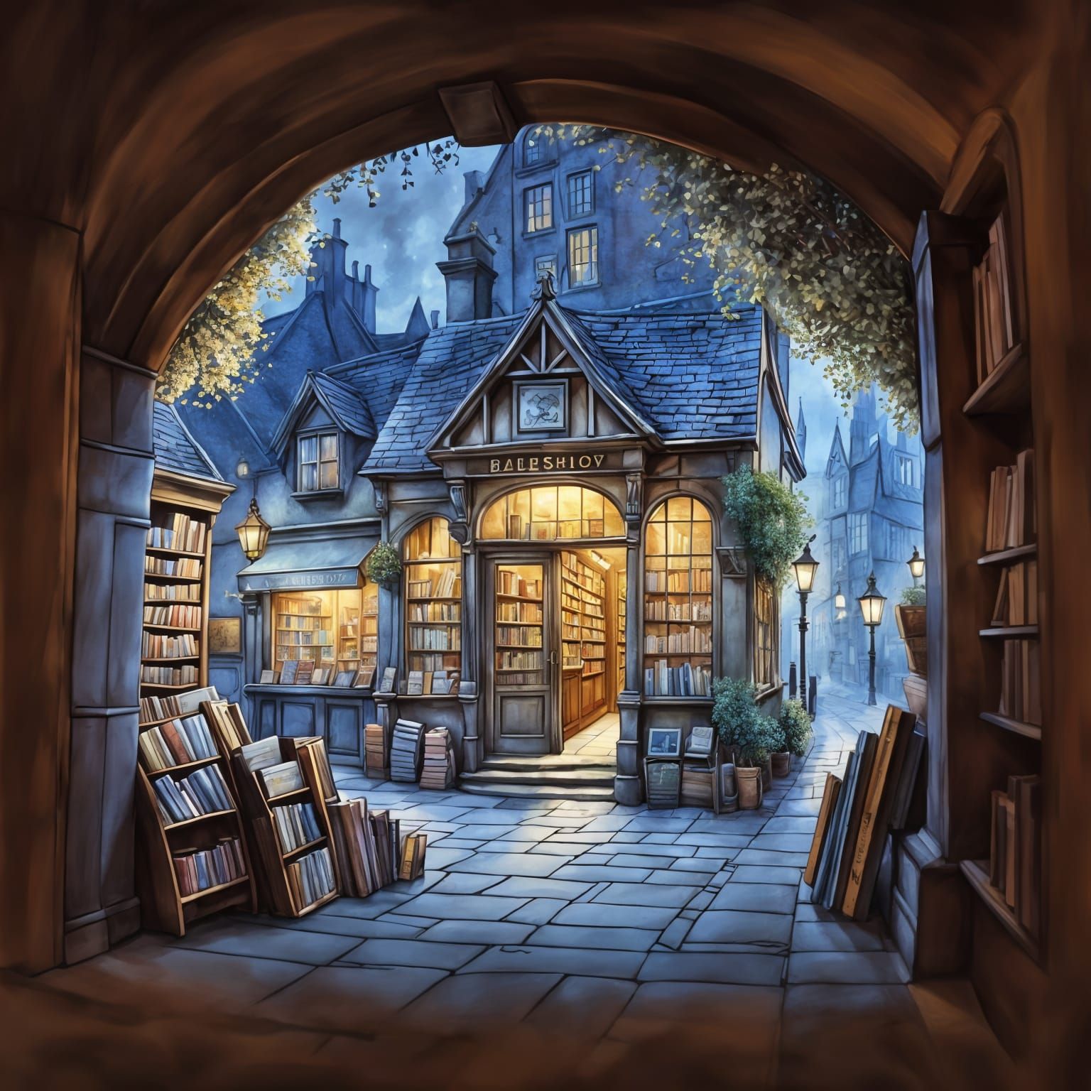 Charming Bookshop Interior in Brambley Hedge Style