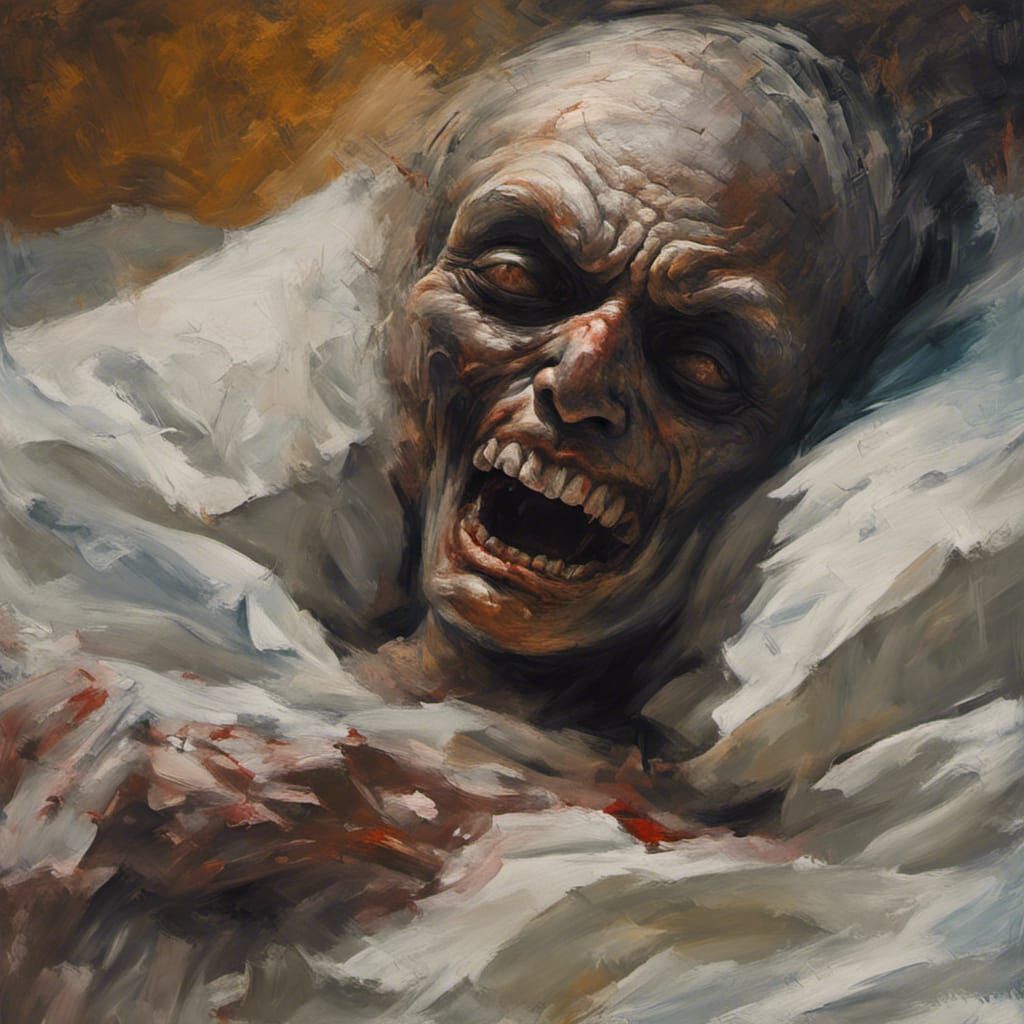 Gothic Sleep Paralysis Demon as Impasto Painting