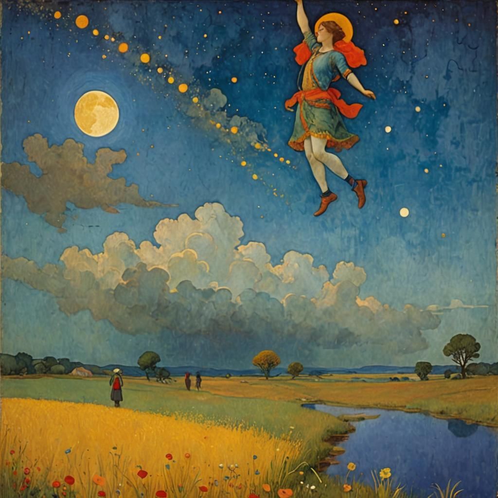 Whimsical Finnish Night Sky with Shooting Star