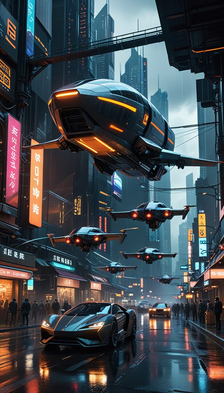 Futuristic Cityscape at Twilight: Towering Skyscrapers and N...