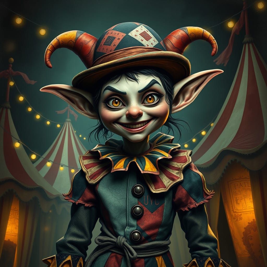 Whimsical Goblin Girl Embodies Tragic-Comedy Spirit