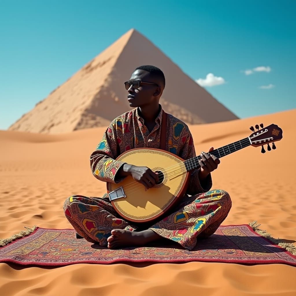 Kora Player in Sahara Desert: Cinematic Realism