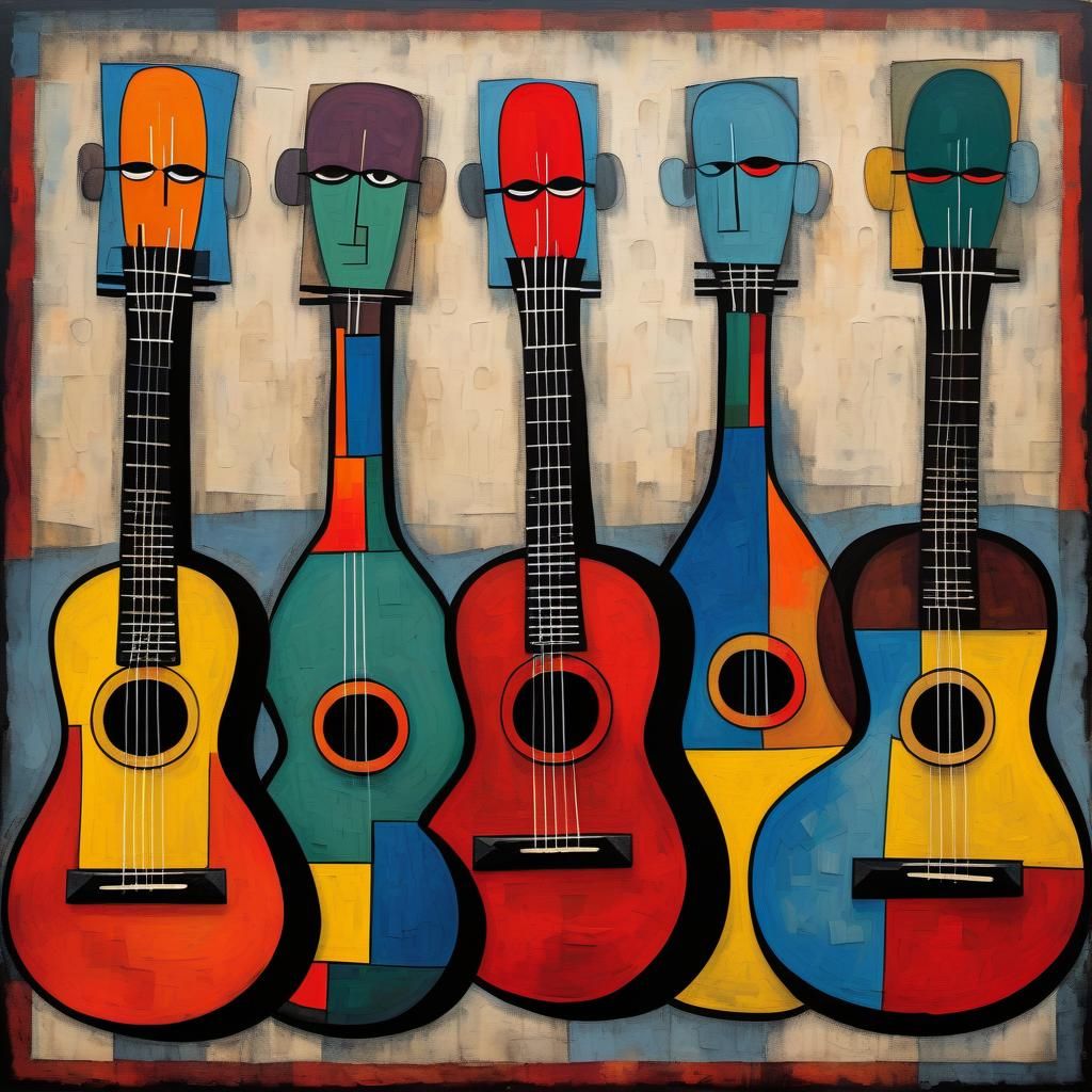 Exotic Art Brut Still Life with Guitars