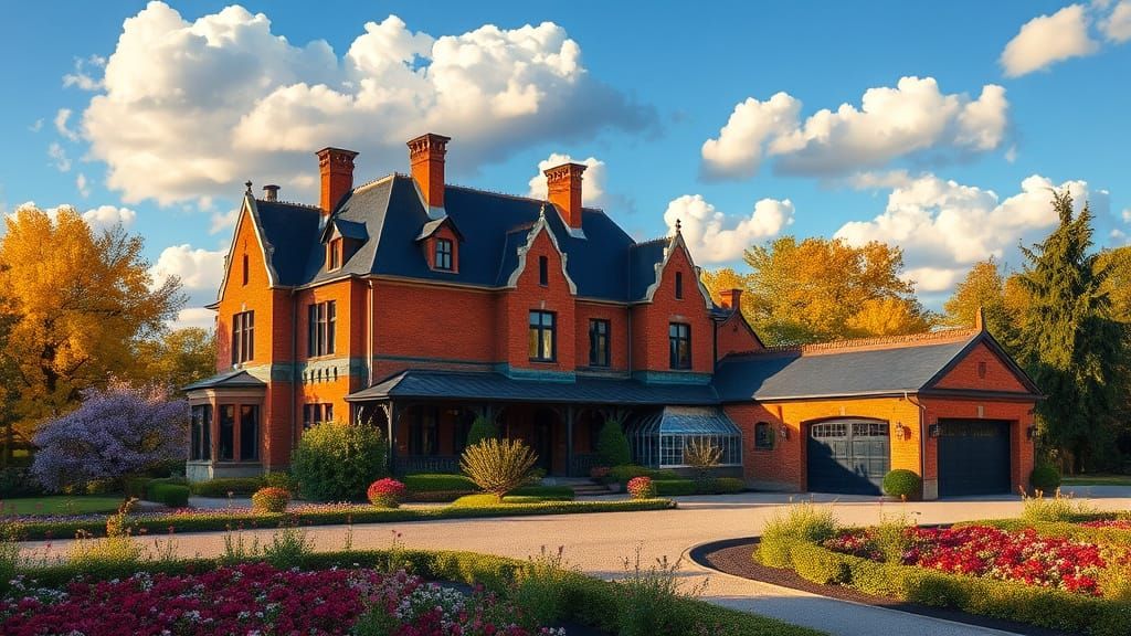 Golden Afternoon Chateau with Impressionist Flair