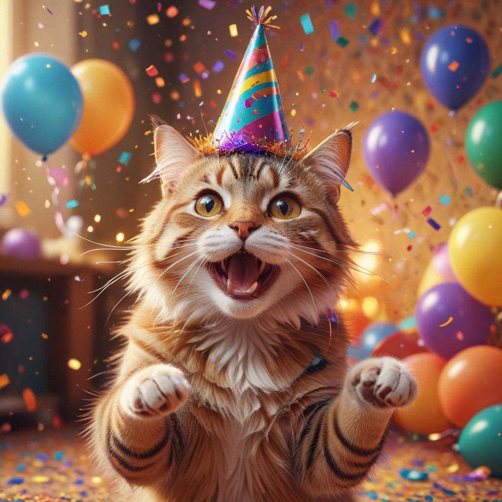 Vibrant Cat Dancing the Macarena in Cartoon Style