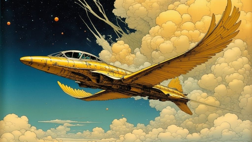 Ethereal Space Shuttle Soars in Celestial Dreamscape