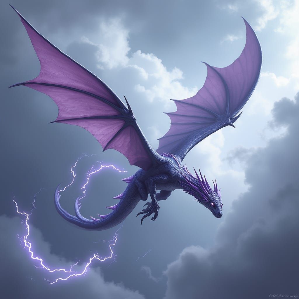 Ethereal Stormblade Wyvern in Flight, Elegant and Deadly