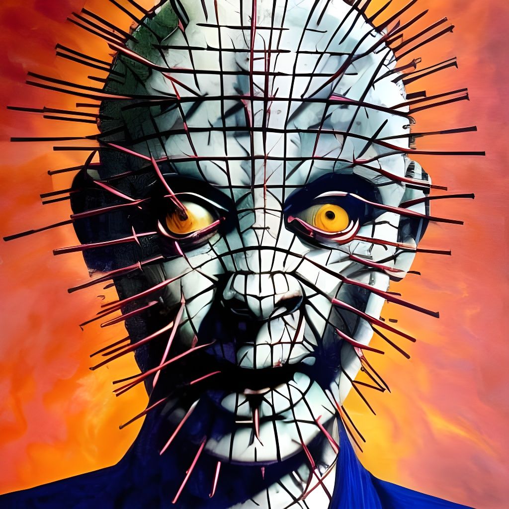 Pinhead Mr. Bean in Flowery Mood: Impasto Painting