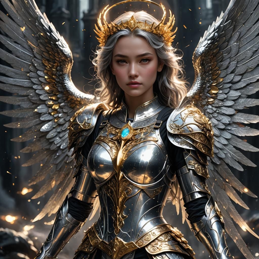 Shimmering Archangel Princess on Magical Battlefield