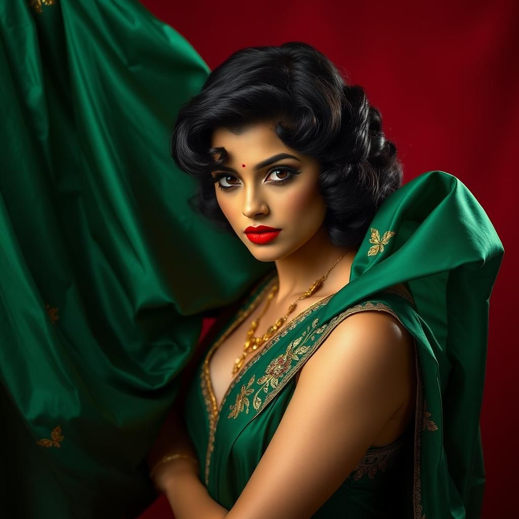 Digital art of an Indian pinup model