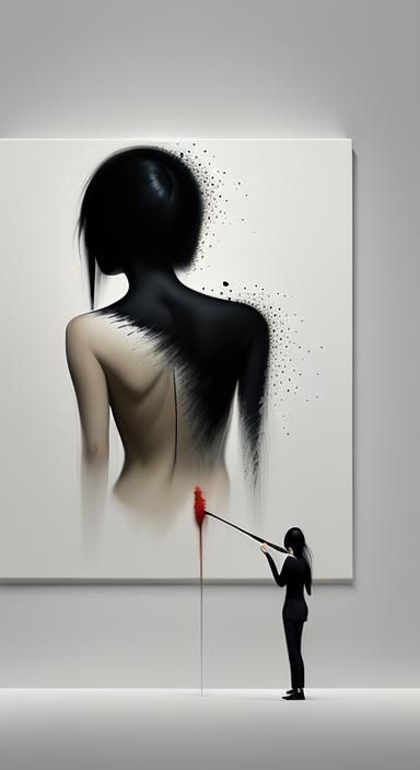 Tachisme Brushwork in Surreal Minimalism