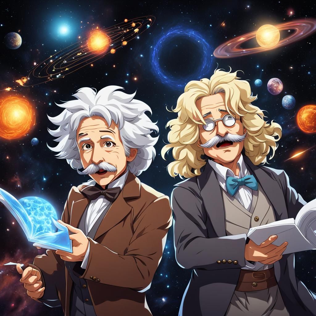 Einstein and Newton's Epic Rap Battle in Anime Style