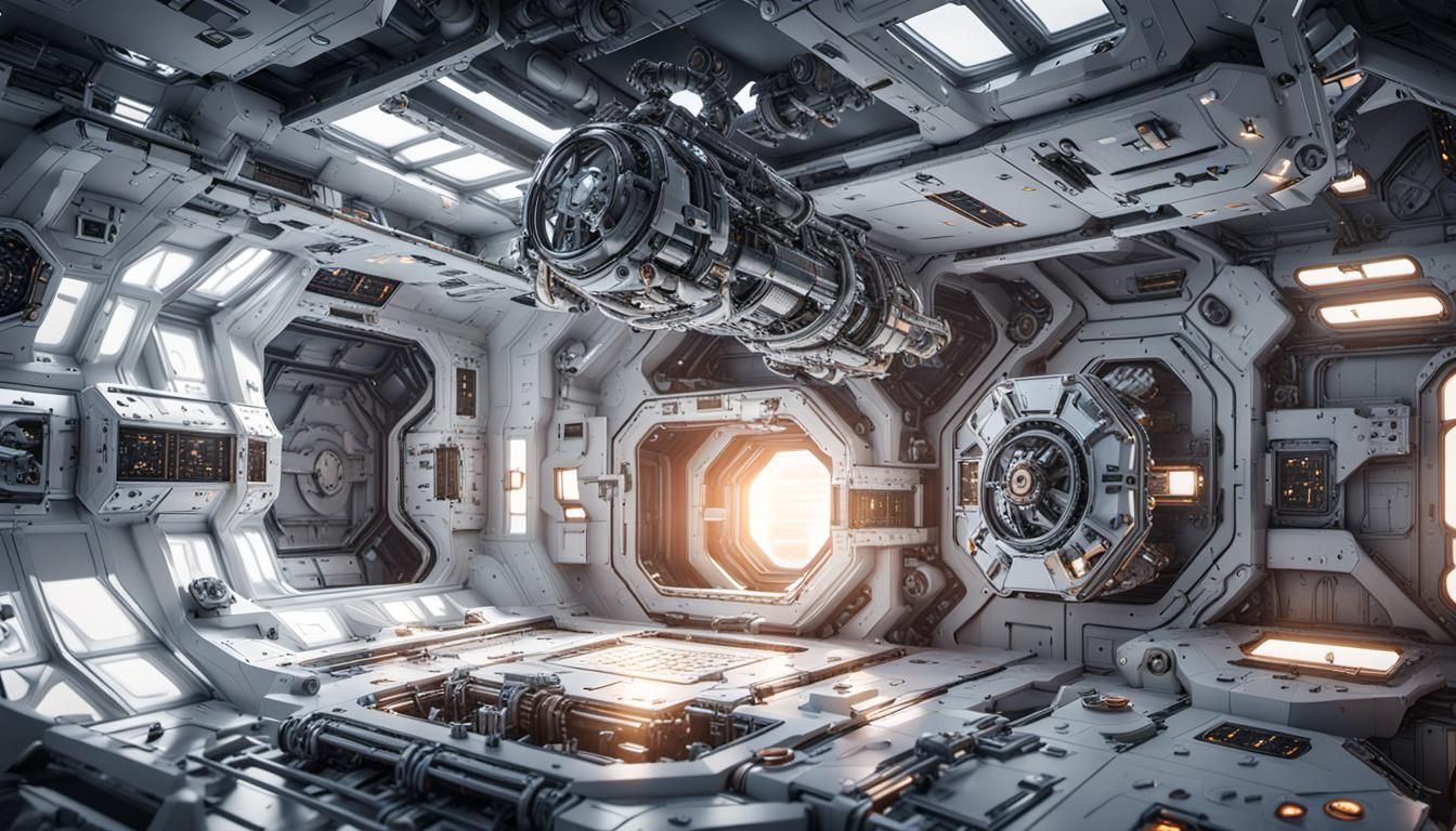 Futuristic Space Station Interior in Sci-Fi Style