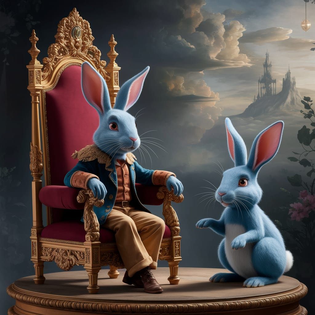 Golden Throne and Rabbit, Goya and Aardman Style