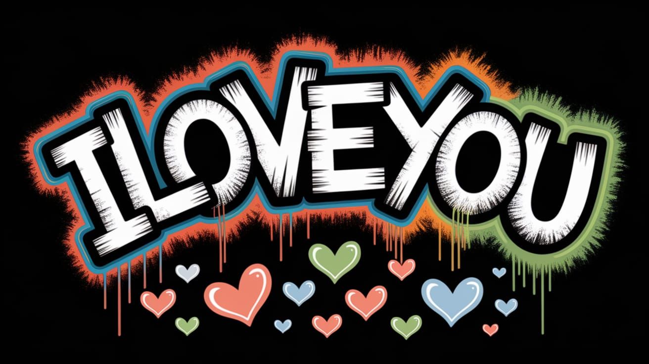 Street Art Graffiti: I Love You in Vibrant Colors