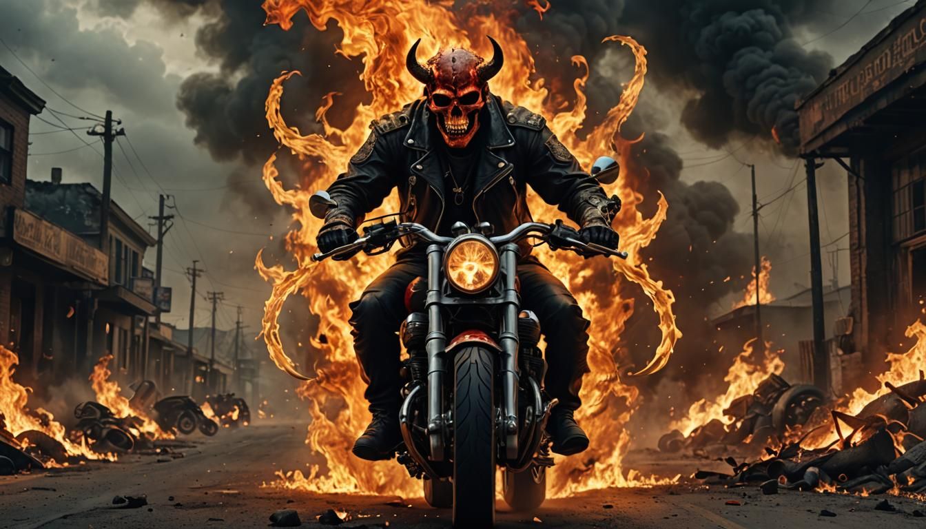 Infernal Motorcyclist: A Cinematic Digital Painting