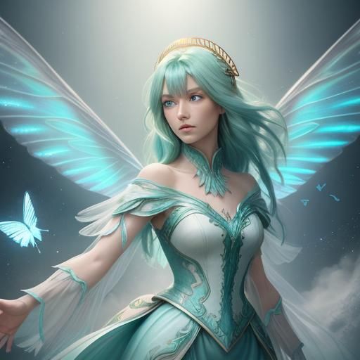 Ethereal Girl Singing Music Notes: Matte Painting