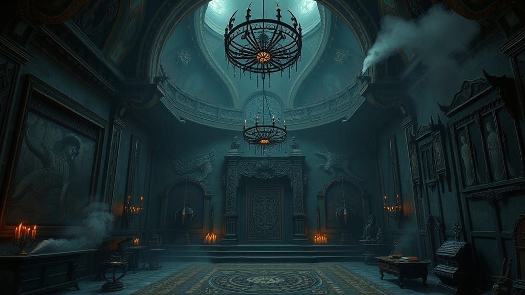 Ethereal War Temple in 19th-Century Romanticism Style