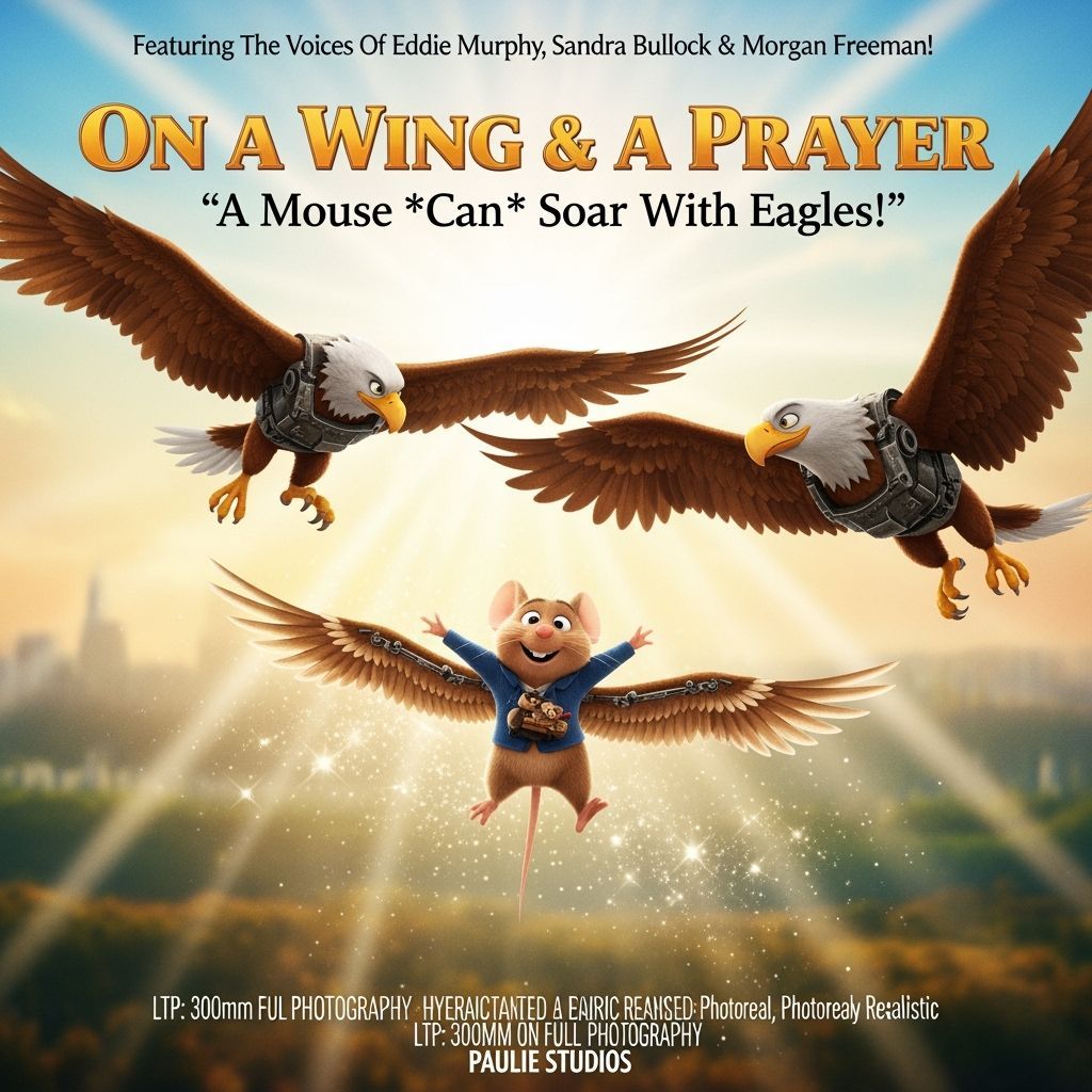 Animated Mouse Movie Poster With Cartoon Eagles