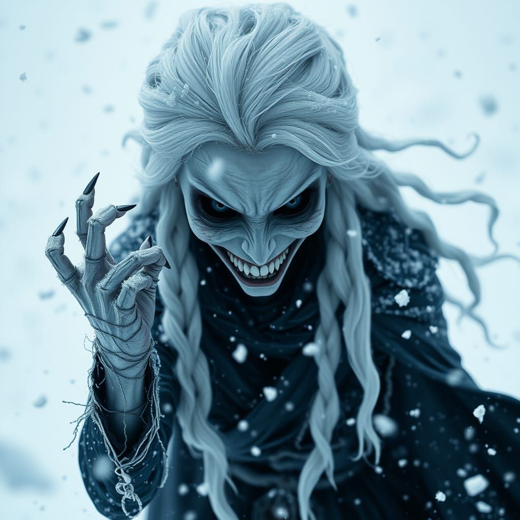 Eldritch Elsa in Tattered Yuki Onna Attire Steps into Horror...