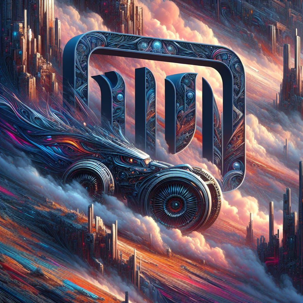 Intricate ILHAM Logo with Futuristic Car in Matte Painting S...