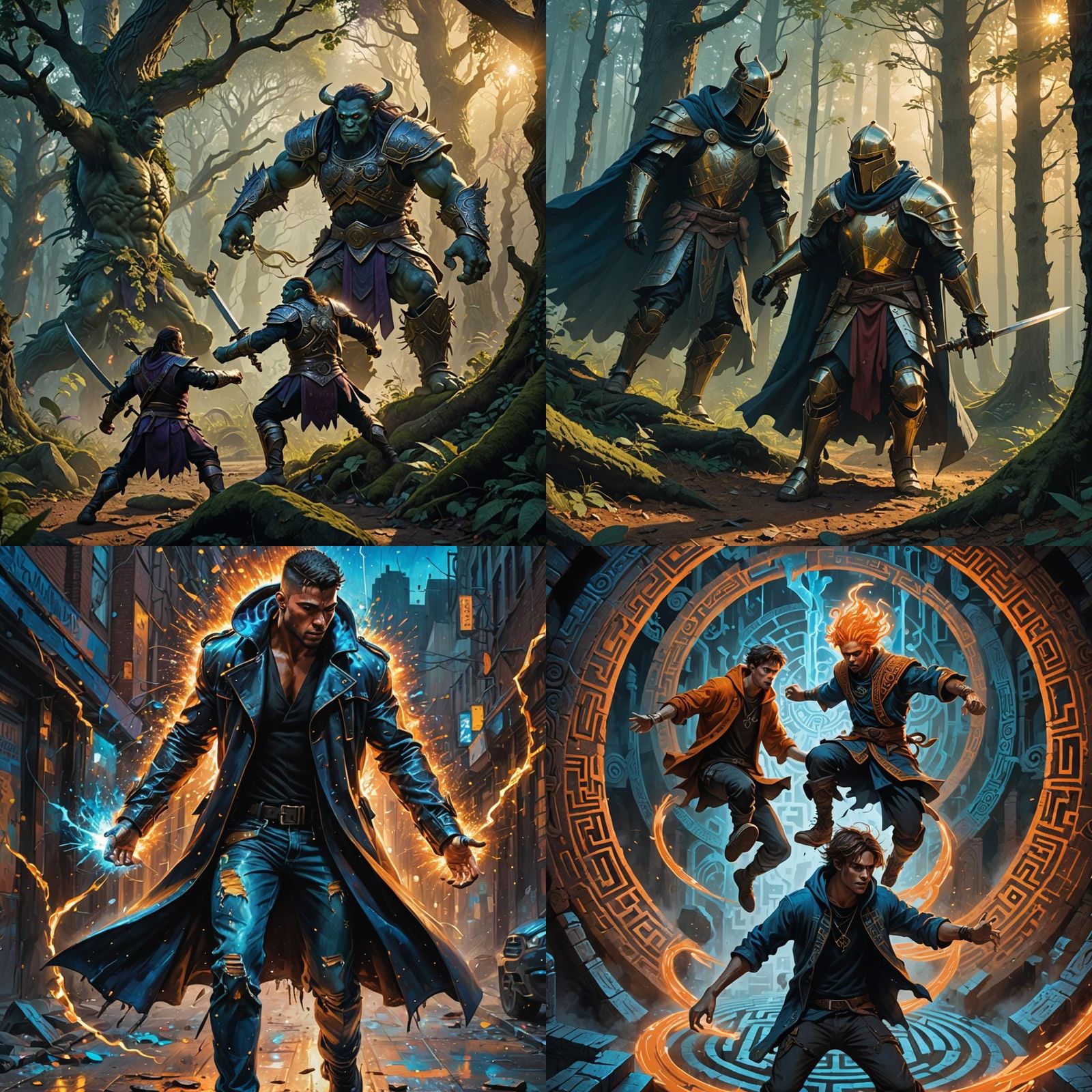 Hero Kicks Villain in Epic Fantasy Battle Scene