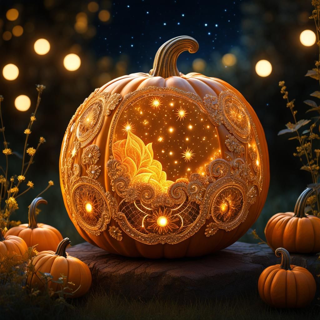 Glittering Constellation Pumpkin in Rococo Style