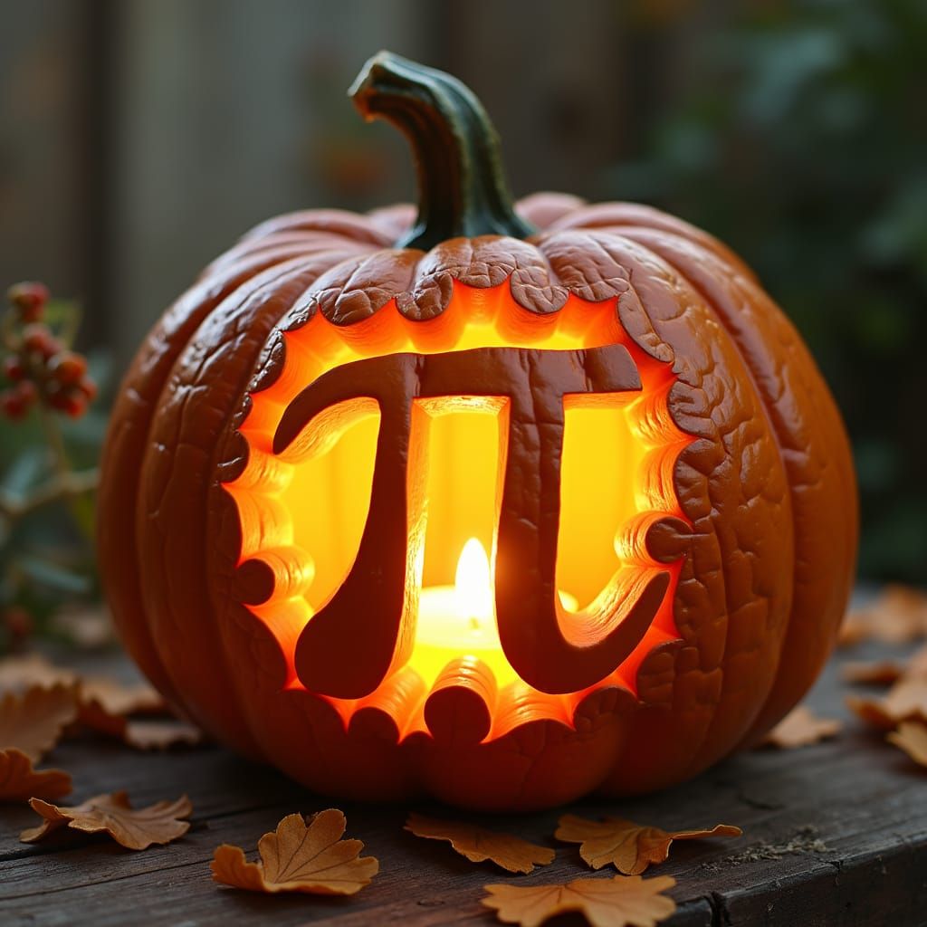 Glowing Pi Pumpkin in Folk Art Style