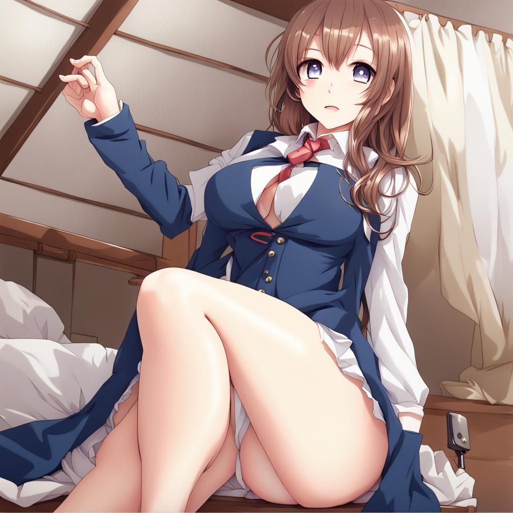 Anime Women with Exaggerated Features in Manga Style