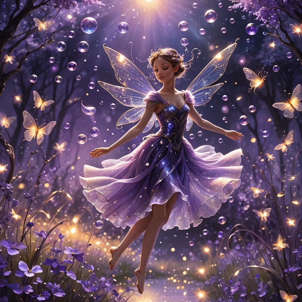Ethereal Fairy Dance Among Iridescent Bubbles