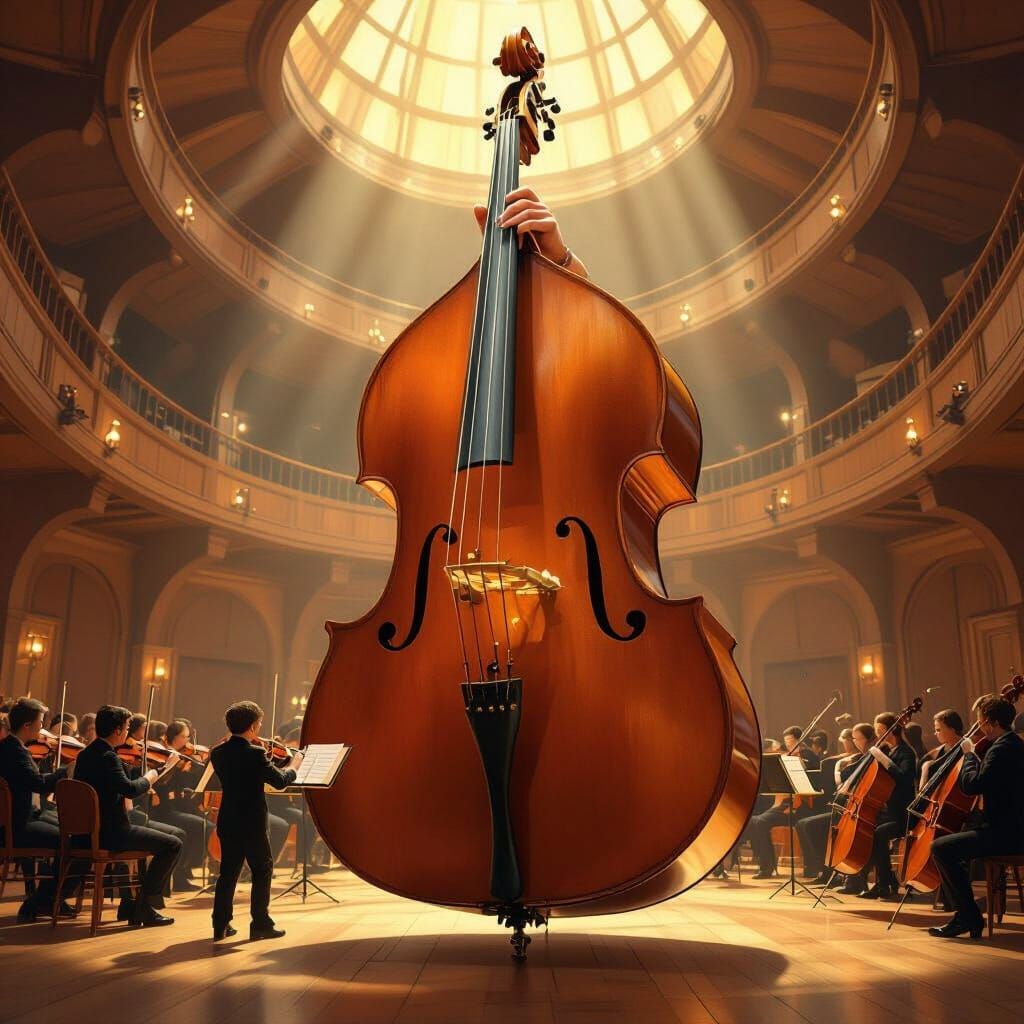 Miniature Orchestra Inside Giant Bass: Digital Painting
