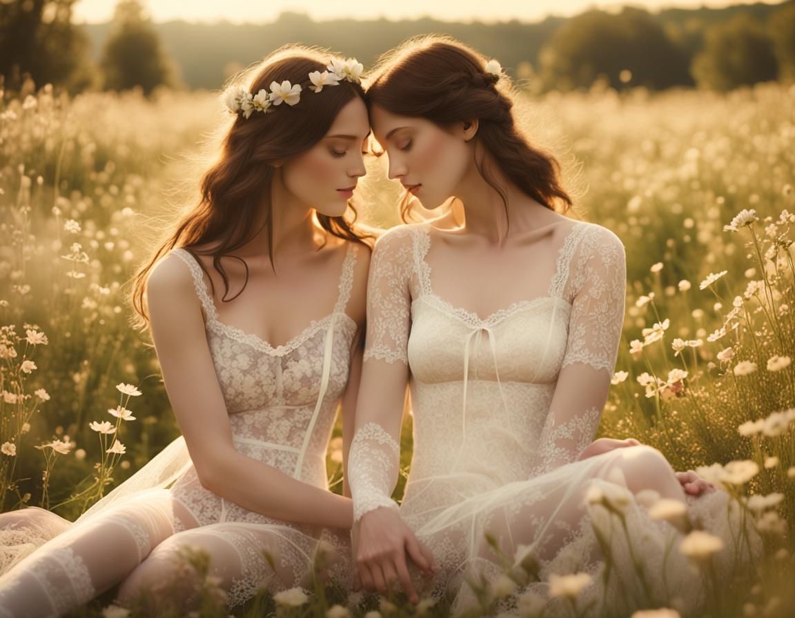 Romantic Realism: Women in Wildflower Meadow