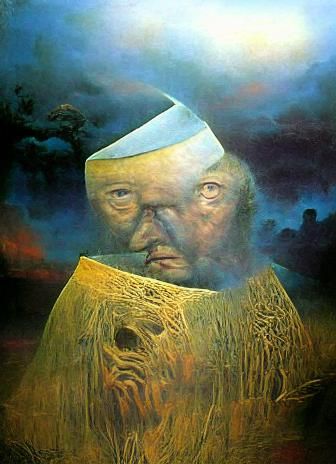 Grotesque Dog in Dystopian Landscape