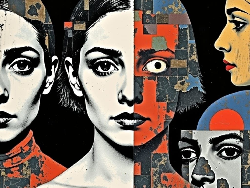 Mechanical Automaton in Iridescent Black and White with Gear...