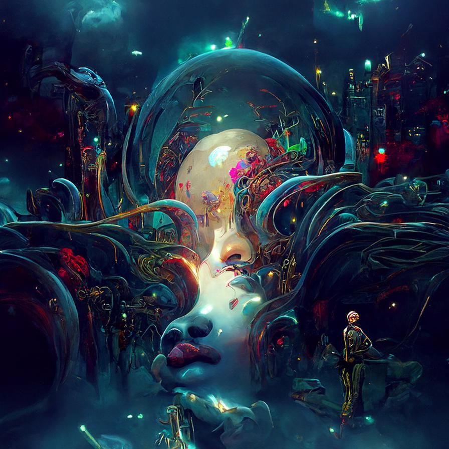 Symmetrical Alien City at Golden Hour in Tonalist Style