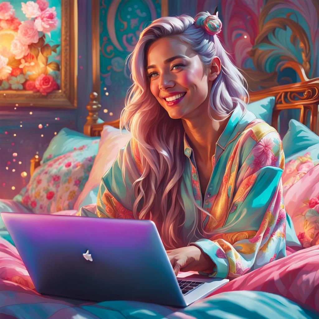 Bright Unicorn Room Portrait in Hyperdetailed Style