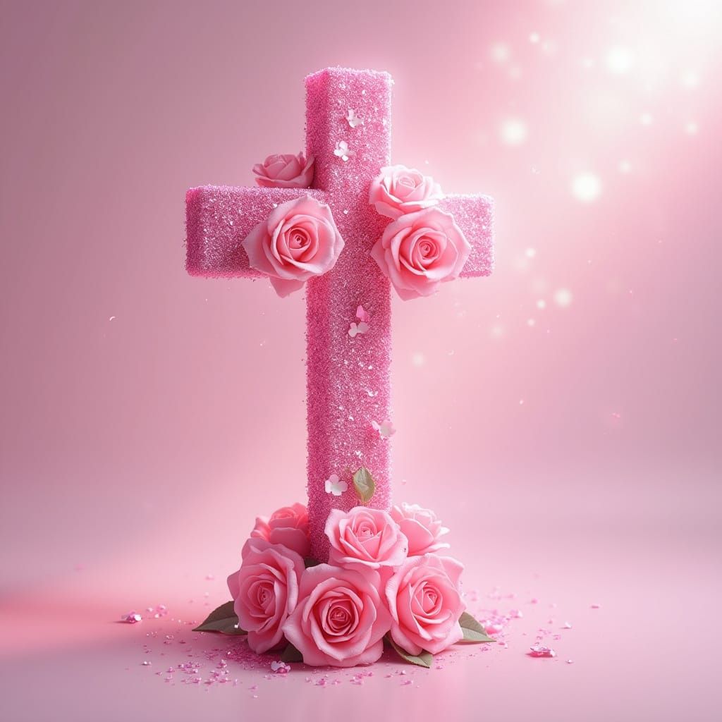 Pastel Hymn Cross in Dreamy Christian Aesthetic