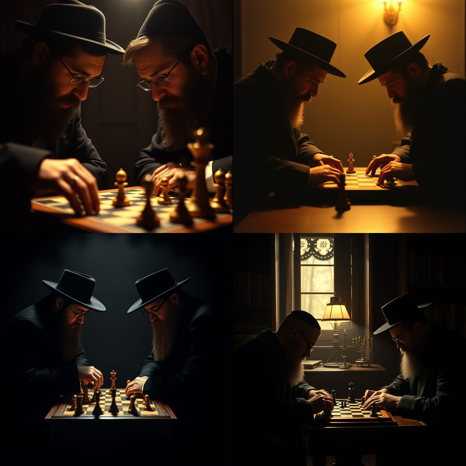 Concentrated Chess Game: Cinematic Film Still