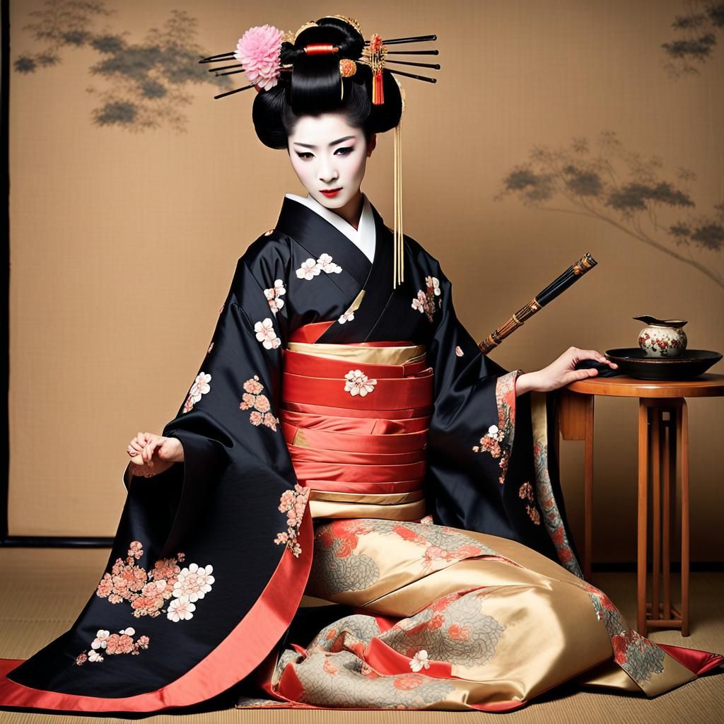 Qing Dynasty Geisha: Detailed Matte Painting