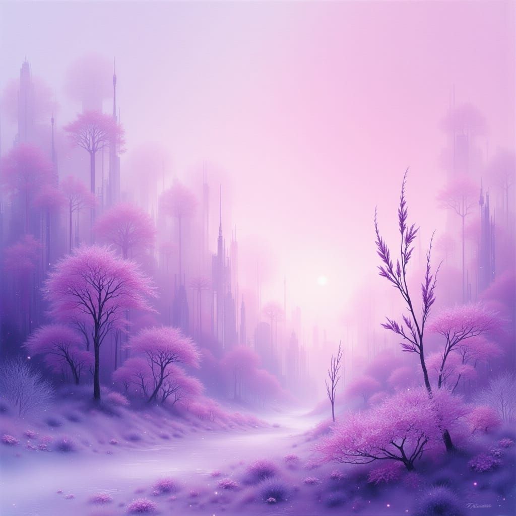 Surreal Fae Goddess in Ethereal Twilight Landscape